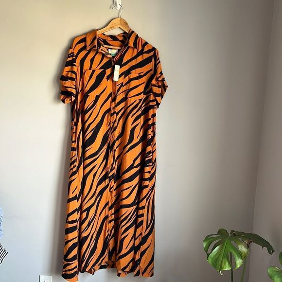 Anthropologie Orange and Black Zebra Print Dress - Picture 3 of 14